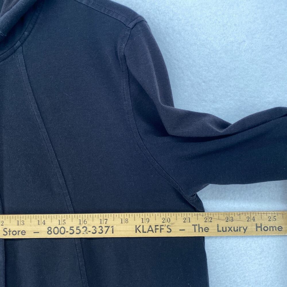 EILEEN FISHER Jacket L Organic Cotton Stretch Jersey Hoodie Sweatshirt Black USA - Picture 7 of 12
